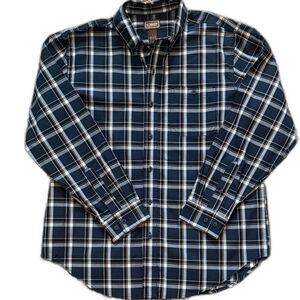 C.E. Schmidt Men's Plaid Button Down Shirt Navy Black NWT Size L Casual Workwear